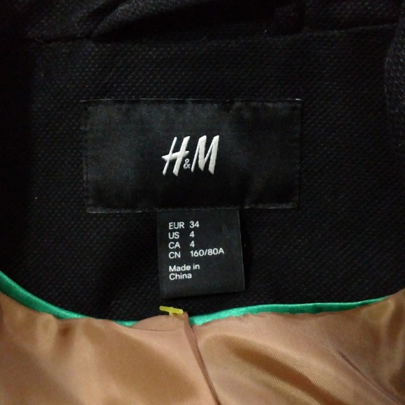 H&M New Black Belted Womens Career Jacket Size 4 - Picture 4 of 4